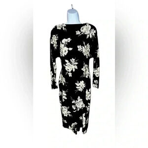 Vintage Marsel size 9/30 dress black with cream floral design